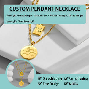 Gioielli personalizzati incisi le <span class=keywords><strong>parole</strong></span> delle donne della Bibbia 18K placcato <span class=keywords><strong>oro</strong></span> geometrico bianco ciondolo in acciaio inox strati collana - Product Image 3