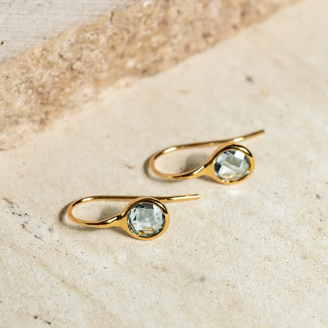 Su misura fatti a mano pietre preziose naturali spesse gioielli oro vermeil blu topazio orecchini in argento Sterling 925 gioielli da donna