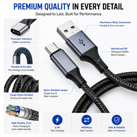 Câble USB C extra long 16 pieds 33 pieds 5m 10m en nylon tressé 3A à charge rapide USB A vers Type C pour manette de jeu et tablette