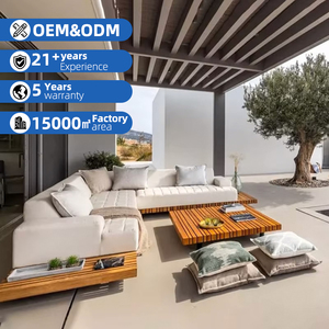 Set Divani da <span class=keywords><strong>Giardino</strong></span> Impermeabile in <span class=keywords><strong>Legno</strong></span> di Teak per Hotel e Parchi Arredamento da Esterno con Tavolino <span class=keywords><strong>Salotto</strong></span> da Terrazza per Soggiorno - Product Image 1