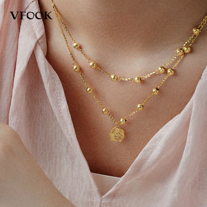 VFOOK 별자리 탄생화 에나멜 목걸이 18K 순금 미니멀리스트 여성 비즈 목걸이 결혼 기념일 액세서리 - Product Image 1