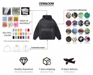 Felpe Oversize da <span class=keywords><strong>Uomo</strong></span> in Cotone, Streetwear Personalizzato con Ricami, Stampe e Strass, Produttori di Felpe con Cappuccio - Product Image 3