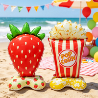 Ballon en aluminium à l'hélium 4D grand format, motif Popcorn et Fraise, éco-responsable, pour fête estivale à thème fruits et piscine