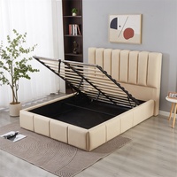 Mobilier complet de luxe moderne pour chambre à coucher Cadre de lit double cercle Espace de rangement Convertible Style doux Cadre de lit Queen King