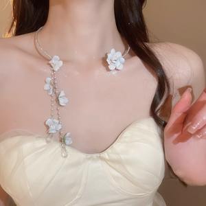 <span class=keywords><strong>2025</strong></span> Zomer Hete Verkoop Elegantie Diamantstof Bloem Kwastje Parelketting En Oorbellen Set Zoete Kraag Ketting Fijne Sieraden Sets - Product Image 3