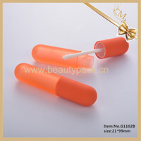 Nouveau tube de gloss à lèvres en caoutchouc orange personnalisé avec logo, 5 ml, en forme de pilule, avec pinceau pour enfants