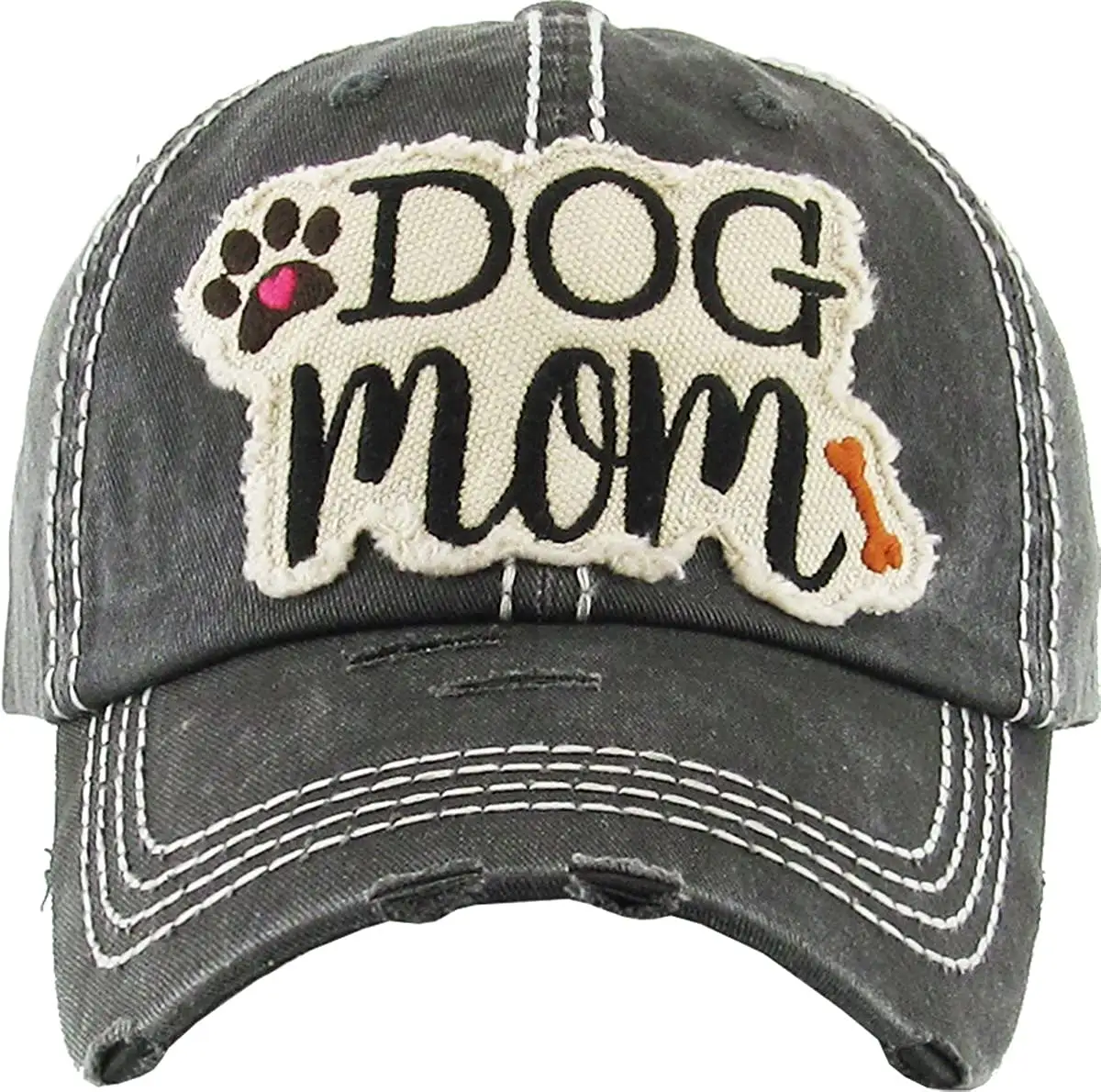 Женская бейсбольная кепка, винтажные любимые очень милые регулируемые шляпы, необработанная вышитая шляпа с собакой и мамой