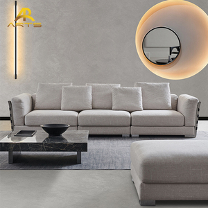 Juego de sofás de <span class=keywords><strong>3</strong></span> plazas modernos de alta calidad al por mayor, sofás y sofás cómodos para Villa, muebles de cuero para sala de estar - Product Image 1