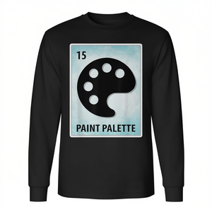 Camiseta de manga larga con estampado de tarjetas mexicanas y paleta de pintura - Product Image 2