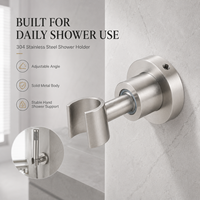 Accessoires de salle de bain en nickel brossé, acier inoxydable 304, support de pomme de douche rotatif à 360 degrés, montage mural