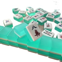 Jeu de Mahjong Funky Trade Transparent Jelly Turquoise, Tuiles de Mahjong Chinoises en Acrylique Premium Sculptées à la Main, Options de Rangement Portables