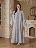 Robe longue élégante pour femmes musulmanes, style Moyen-Orient, robe longue de Dubaï, robe arabe, tissu polyester, broderie tendance 0006