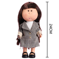 Poupée Kawaii à visage rond et cheveux longs de 24 cm, 3 styles de tenue, poupée en vinyle de collection, décoration de la maison, ornement, cadeau d'anniversaire pour enfants, jouet
