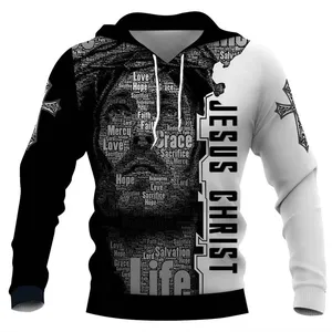 Fitspi gros dieu chrétien jésus hommes sweat à capuche surdimensionné impression 3d Harajuku mode sweat à capuche pull décontracté hauts - Product Image 4