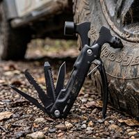 Marteau multifonction 12-en-1 avec pinces, poignée en aluminium, brise-vitre tactique, outil de survie d'urgence pour le camping et la voiture