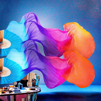 Chine Soie Bambou Fans Voiles Long Ventre Danse Soie Ventilateur Coloré Danse Tissu Fans Gradient Culte Drapeaux pour Performance De Danse