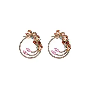 Fashion Jewelry Earring Fancy Ear Zircon Dangle Korean Ear Heart Studs Designer Fashion Statement Diamond Colourful Earrings