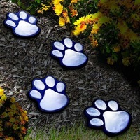 Lampes solaires LED de Noël pour l'extérieur, lumière blanc chaud, à commande par bouton, en forme de patte de chien ou de chat, lampe lumineuse en forme de griffe d'animal, décoration en plastique