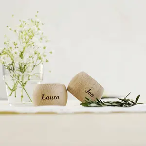 LOGO personalizzato incisione decorazione tovaglioli in legno anelli tavolo da sposa decorare regalo portatovaglioli in legno