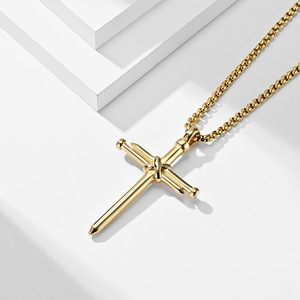 Jésus Crucifixion Croix Étanche Pvd En Acier Inoxydable Bijoux De Mode Pendentifs Colliers Argent Noir Plaqué Or 18K pour Hommes - Product Image 3