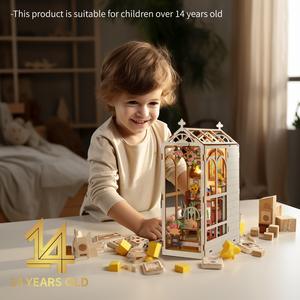 Casetta in Legno Fai-da-Te Artigianale, Romantica Decorazione da Giardino, Modello Tridimensionale Assemblabile, Supporto per Libri, Mini Scena per Compleanno - Product Image 6