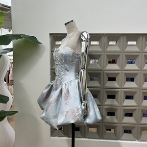 Vestido de mujer vintage con hebilla de cuentas de uñas vestido ajustado sin tirantes vestido de espina de pescado <span class=keywords><strong>ropa</strong></span> de boutique al por mayor - Product Image 3