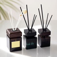 Bouteille en verre transparente de luxe de diffuseur d'aromathérapie de désodorisant d'ambre et de bleu de 200ml 50/100/150ml pas d'aromathérapie de feu