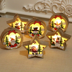 Ornements de Noël en bois illuminés, décorations pour sapin de Noël, petits ornements de Noël en bois pour cadeaux - Product Image 3