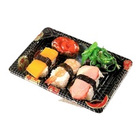 Fabrieksgroothandel HYX-1107 PET rechthoekige wegwerp zwarte sushi sandwich brood voedselbakjes container aangepaste logo afhaal snel