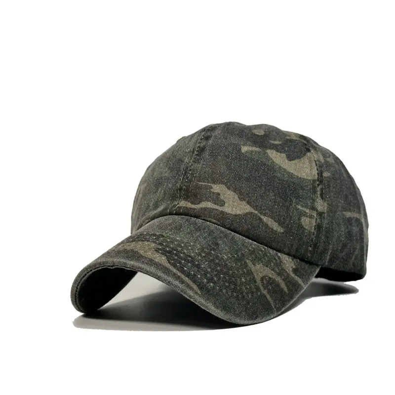 Özel kamuflaj beyzbol şapkası süblimasyon tasarım nakış logosu erkekler baba Camo spor şapka
