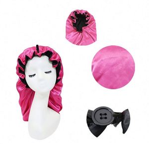 Gorros de Satén de Seda para Dormir, Gorro Reversible de Doble Capa para Mujer, para Cabello Largo y Rizado, Regalo Promocional - Product Image 1
