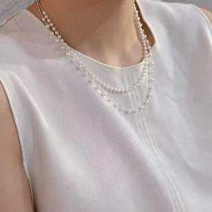 Collar de Perlas de Doble Capa de Plata S925, Perlas de Agua Dulce Aurora Casi Redondas de 3-5 mm, Collar de Cadena de Tamaños Graduados - Product Image 5