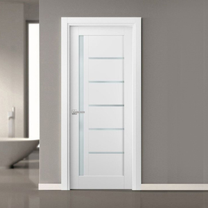 Porte de salle de bain en PVC imperméable au design moderne, porte intérieure en PVC pré-montée pour bureau, toilettes avec poignée et serrure, prix - Product Image 6