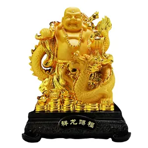 2023 Resin Buddha Maitreya Statue Feng Shui Dragon Turtle Smiling Buddha Home Office Decoration