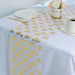 Microstar 28*500cm or estampage <span class=keywords><strong>Net</strong></span> gaze soie Polyestar chemin de Table anniversaire fête de mariage décoration nappe décorative - Product Image 2