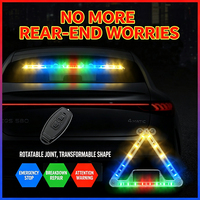 Luz de Advertencia LED Solar RGB para Ventana Trasera de Coche con Control Remoto, Triángulo Deformable, Anticolisión Trasera, Lámpara Intermitente con Ventosa