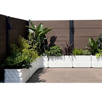 Set Pot Bunga Persegi Panjang Putih dari Fiberglass Buatan Tangan untuk Balkon Luar Ruangan, Teras, dan Kebun