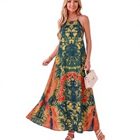 Robe de plage pour femme, maxi, à fleurs, dos nu, style bohème, imprimé tropical, fabriquée sur mesure par l'usine