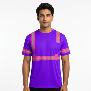 Cheap Safety Reflective Yellow Polo Shirt Quick Dry T-shirt <b>Sleeve</b> Reflective Safety Workwear T-shirt Custom Logo - Product Image 1