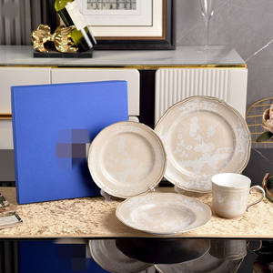 White Ink Vintage Decorative Dishes <b>Ceramic</b> Porcelain Luxury Dinnerware Set All Color Custom Italian Style Bone China Wholesale - Product Image 2