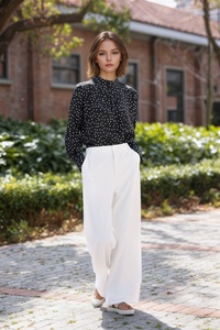 Camicetta <span class=keywords><strong>elegante</strong></span> e confortevole da <span class=keywords><strong>donna</strong></span> camicia da <span class=keywords><strong>donna</strong></span> in seta di gelso traspirante con colletto rialzato stile Casual intrecciata per la primavera estate - Product Image 4