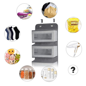 Clothing Organizer Non Woven Fabric Hanging <b>Storage</b> Bag Gray 4 5 Squares Hook Type Lightweight Wardrobe Closet <b>Storage</b> - Product Image 5