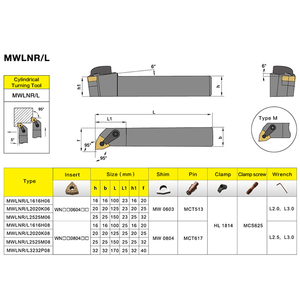 95 độ mwlnr mwlnl 2020k06 2525m06 3232p06 hợp chất Composite kẹp <span class=keywords><strong>m</strong></span> loại bên ngoài chuyển công cụ chủ với wnmg chèn - Product Image 3