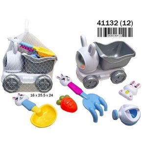 Beach Toys Rabbit Cart With Shovel Rake And Bucket Set 16x25.5x24 Cm For Kids Play Sand Beach Fun - Product Image 2