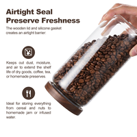 Pot de conservation en verre borosilicate 400 ml (13,53 oz) avec couvercle en bois, récipient hermétique pour grains de café, thé, épices