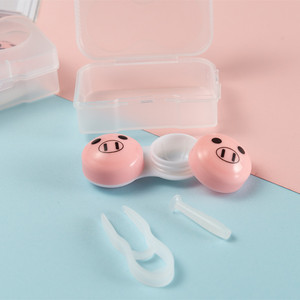 Bonito estuche para lentes <span class=keywords><strong>de</strong></span> contacto <span class=keywords><strong>de</strong></span> dibujos animados con <span class=keywords><strong>pinzas</strong></span> y soporte, diseño a prueba <span class=keywords><strong>de</strong></span> fugas para niños y adolescentes, caja contenedora con logotipo personalizado - Product Image 2