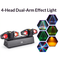 Projecteur à double bras et 4 têtes mobiles, effet LED Beam Laser, avec télécommande, pour bars, soirées, spectacles, discothèques et éclairage d'ambiance