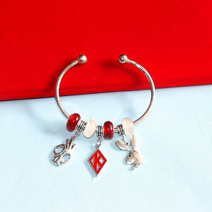 Brazalete con cuentas blancas y <span class=keywords><strong>rojas</strong></span> para hombre, brazalete con letra griega <span class=keywords><strong>de</strong></span> conejo, Kappa - Product Image 4