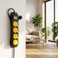 Multiprise robuste 5 ou 4 voies, personnalisable, étanche, avec prises EU, câble d'extension extérieur rétractable en caoutchouc