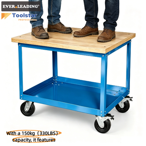 Banc de travail mobile robuste, <span class=keywords><strong>chariot</strong></span> à outils <span class=keywords><strong>avec</strong></span> plateau en bois dur, capacité de 150 kg, <span class=keywords><strong>roulettes</strong></span> de 6 pouces, <span class=keywords><strong>chariot</strong></span> d'atelier industriel - Product Image 5